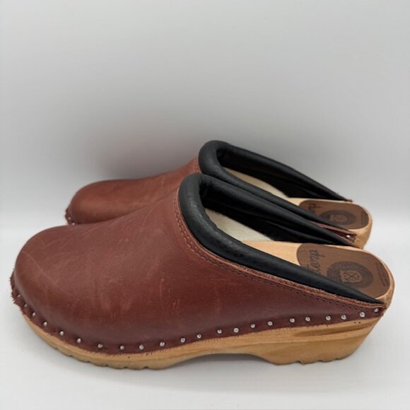 Troentorps Women's Swedish Clogs Brown Leather Size 38 - Picture 1 of 7